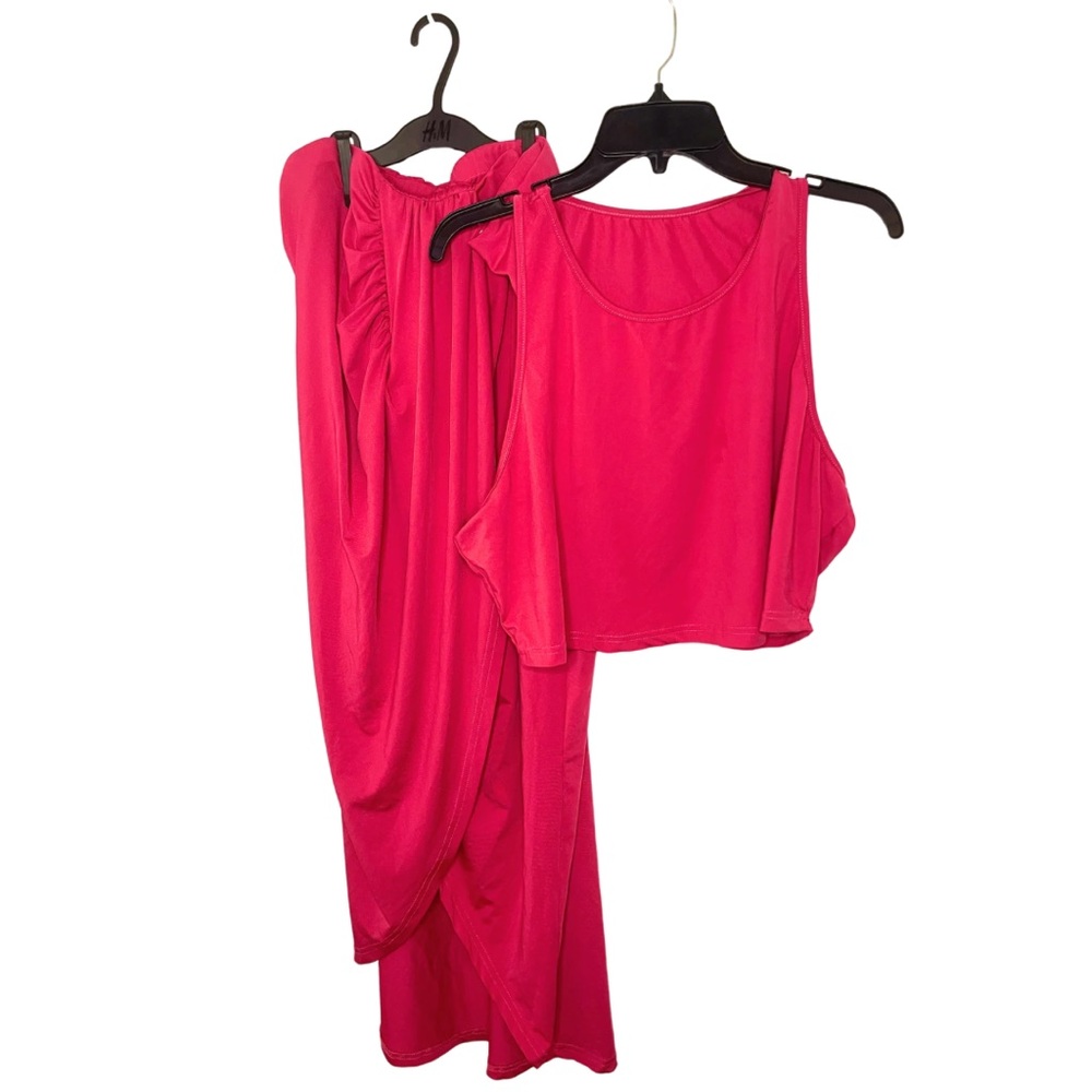 SHEIN Hot Pink Two-Piece Skirt Set